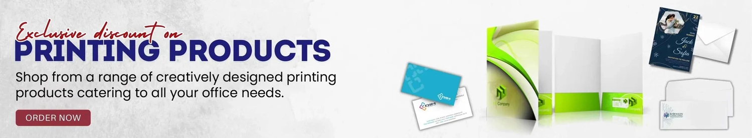 High-quality printing products including Envelopes, Presentation Folders, Business Cards, and Certificates, tailored to meet business needs.