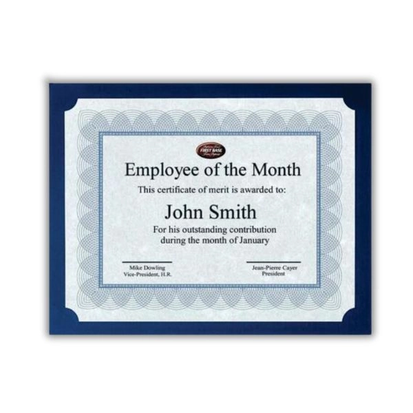 Durable certificate holder with a faux leather exterior and satin-lined interior for added protection.