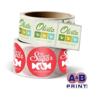 Standard shape roll labels used for product labeling, providing a simple yet effective way to display your brand's name and l
