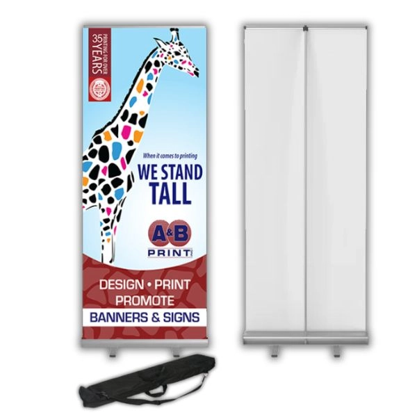 High-quality pull-up banner printed on durable material, designed for easy setup and transportation