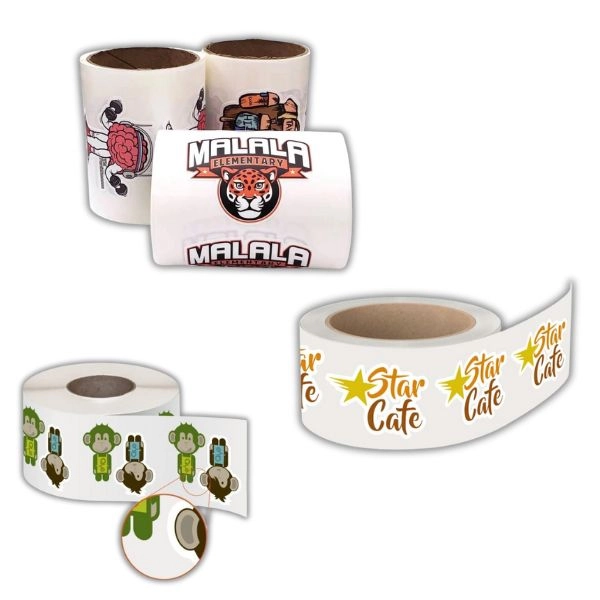 Fully customizable custom shape roll labels with your logo or artwork, designed to fit your brand’s unique style.