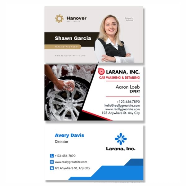 Affordable standard business card with rounded corners and a classic white design
