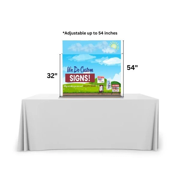 Ideal for smaller events, this wide pull-up banner fits seamlessly on tables, providing impactful visual branding in tight sp