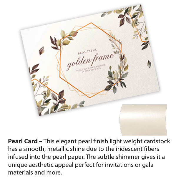 Pearl card flat invitations with delicate lace-inspired graphics