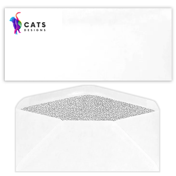 Branded #10 envelopes featuring company logos and consistent colors