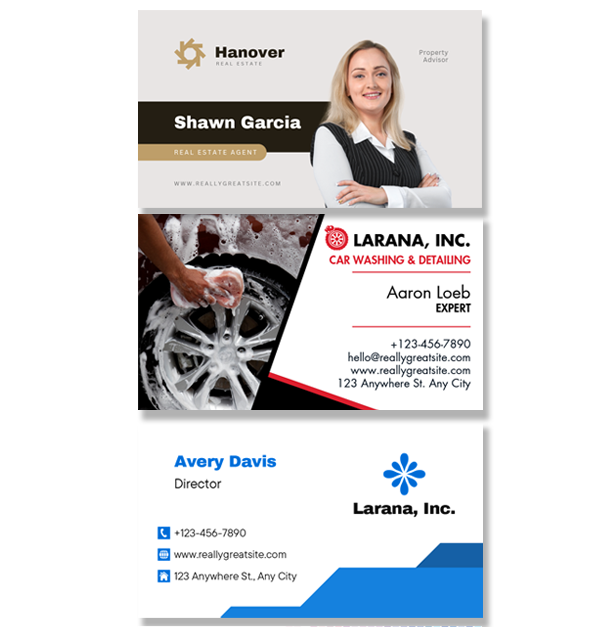 Standard business cards printed on durable cardstock, perfect for networking and making a lasting impression.