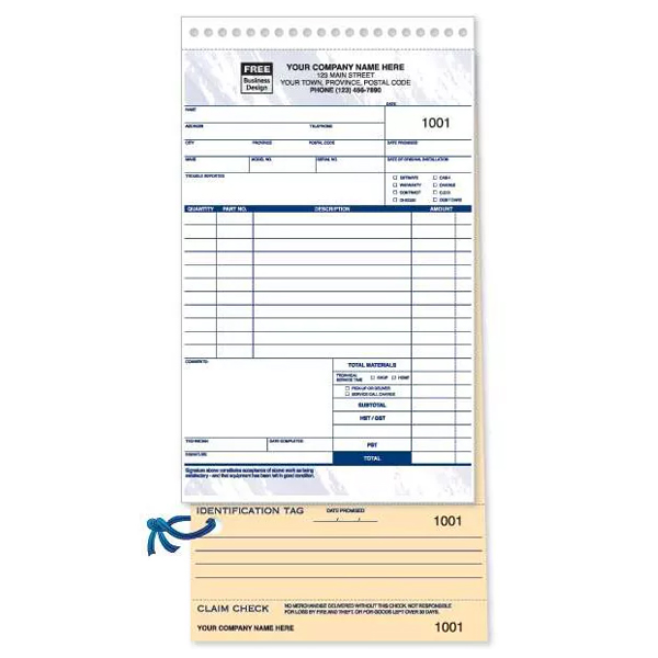 Service order form for requesting and documenting services, featuring detailed fields for customer information, service descr