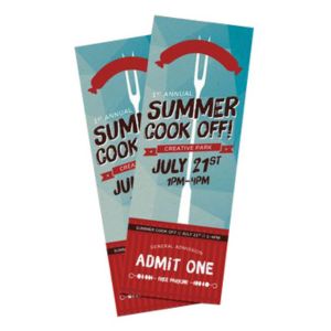 Concert tickets with artist photo and event venue information