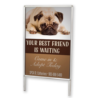 Aluminum A Frame Sign with a picture of Dog.