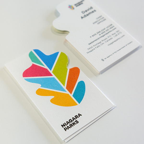 leaf shape business card for niagara parks