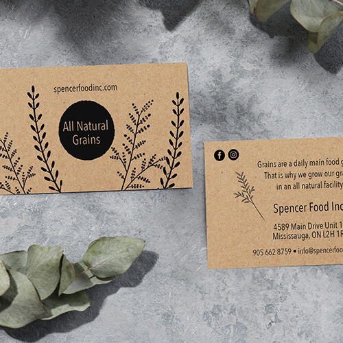 business card on kraft paper
