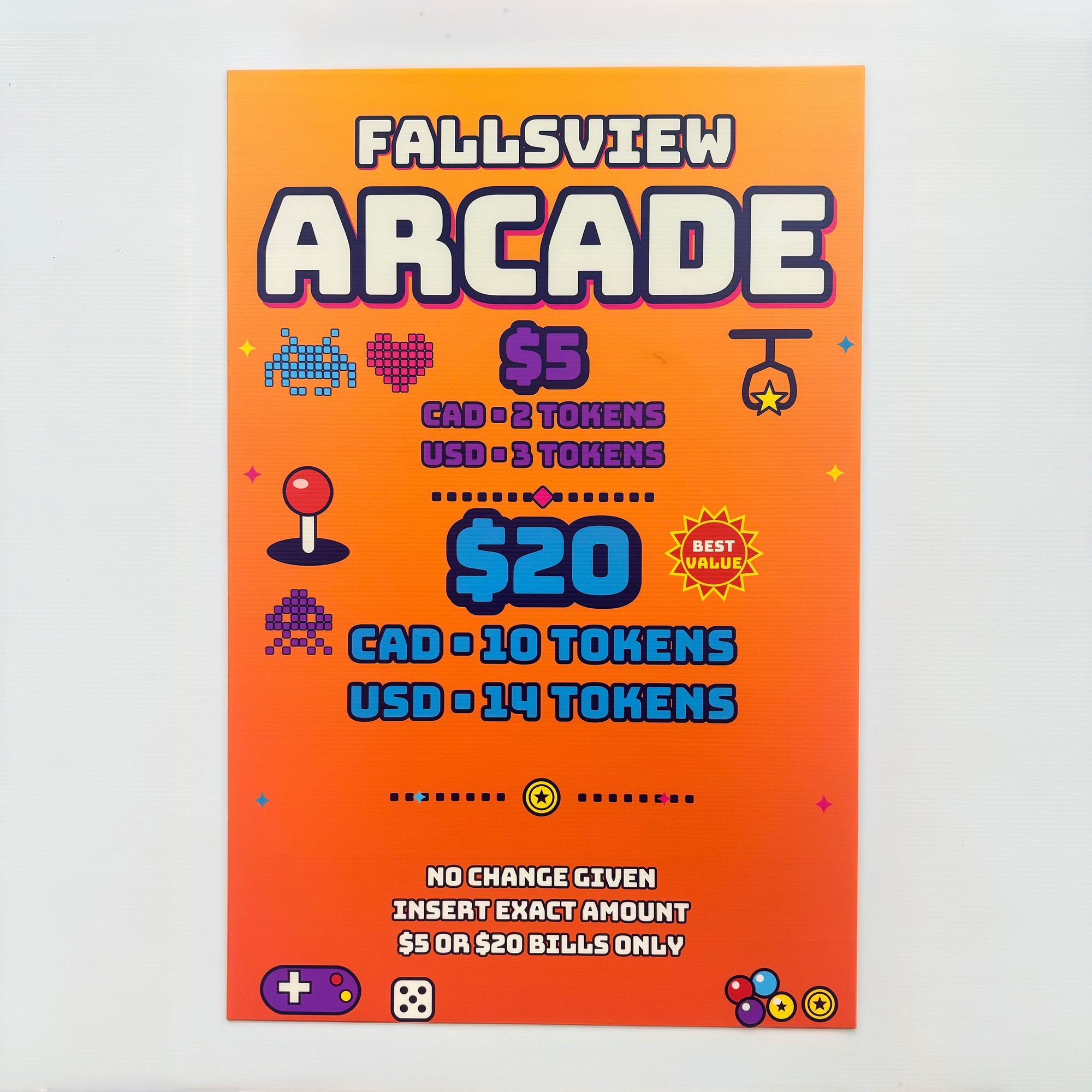 Coroplast Arcade Signs
