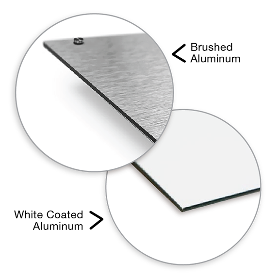 Brushed and White Aluminum Sign