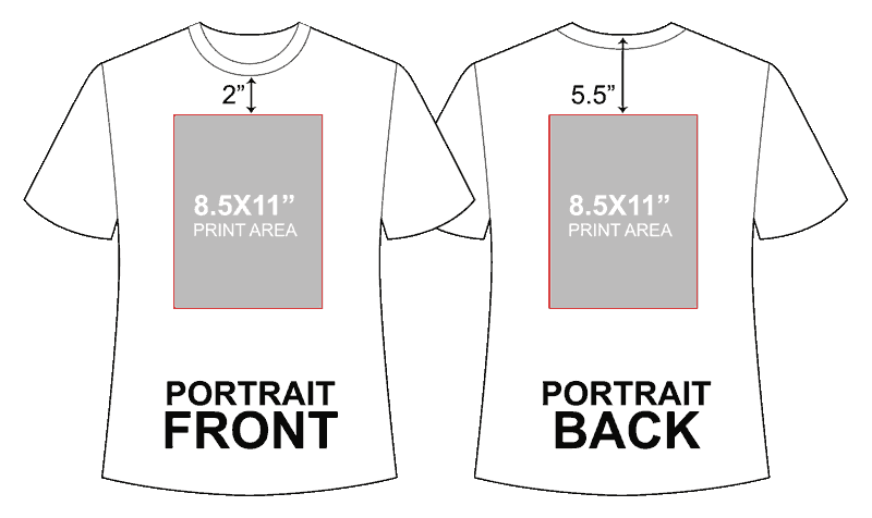 T-shirt portrait print area