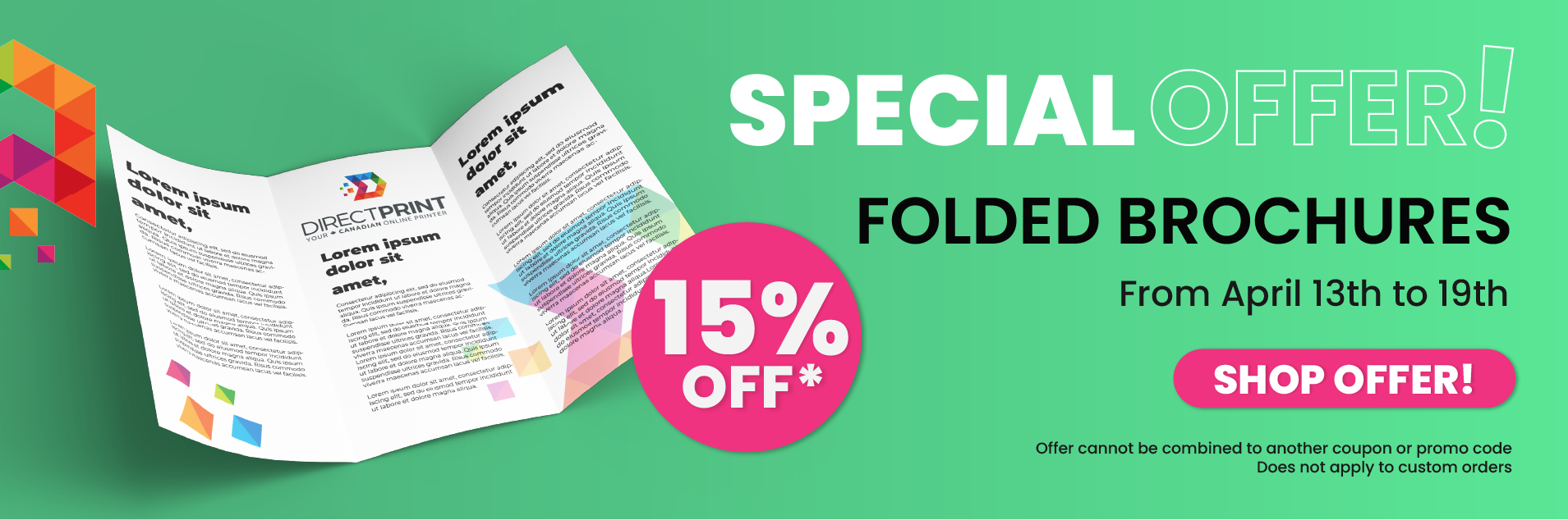 15% off on folded brochures