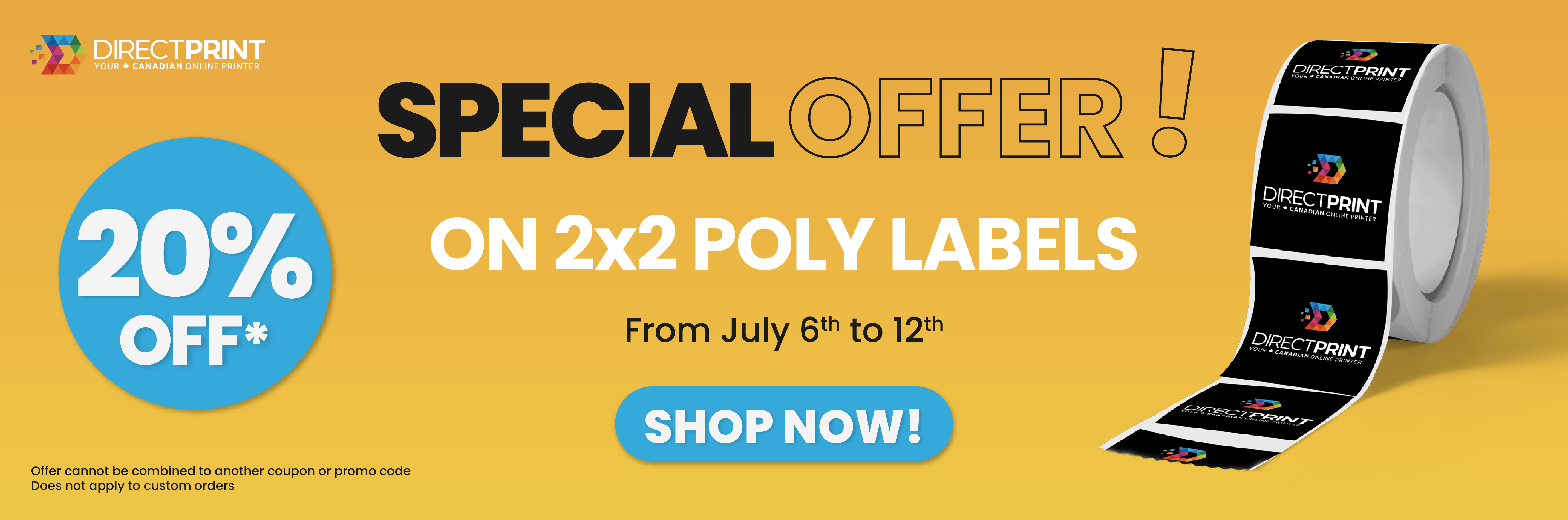 20% off 2x2 poly labels