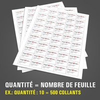 Impression de feuilles de collants rectangles 1,5x1 en papier autocollant au fini mat