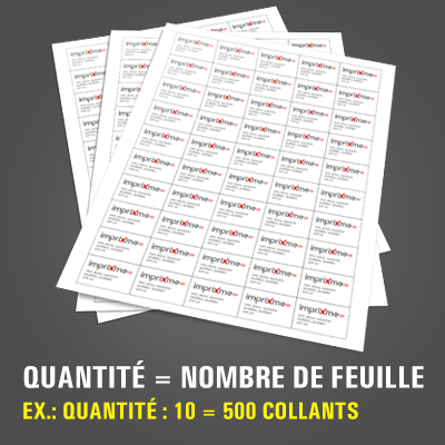 Impression de feuilles de collants rectangles 1,5x1 en papier autocollant au fini mat