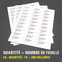 Impression de feuilles de collants rectangle 2,625x1 en papier autocollant au fini mat