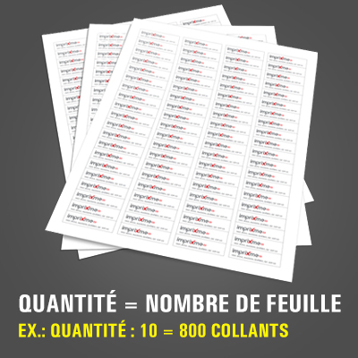 Feuilles de 80 autocollants (Rectangle 1,75"x0,5") Impression de feuilles de collants rectangles 1,75x0,5 en papier autocollant au fini mat