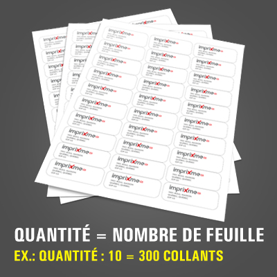 Impression de feuilles de collants rectangle 2,625x1 en papier autocollant au fini mat
