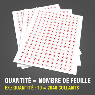 Impression de feuilles de collants ronds 0,5" de diamètre en papier autocollant au fini mat