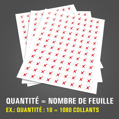 Impression de feuilles de collants ronds 3/4" de diamètre en papier autocollant au fini mat