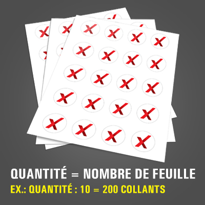 Impression de feuilles de collants ronds 1,5" de diamètre en papier autocollant au fini mat