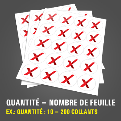 Feuilles de 20 autocollants (Rond 2po) Impression de feuilles de collants ronds 2" de diamètre en papier autocollant au fini mat