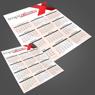 Impression de Calendrier mural (calendriers muraux) personnalisé de 12 mois aux couleurs de votre entreprise