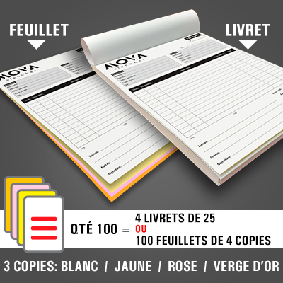 Imprimeur de livrets NCR 4 copies pas cher au Québec