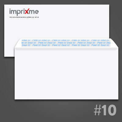 Enveloppes No.10 - Peler et coller Impression d'enveloppes #10 de type peler/coller ou ppel and seal pas cher dans une imprimerie au Québec