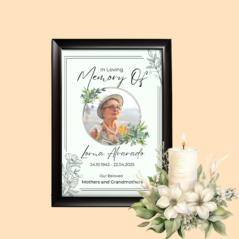 Customizable Elegant Memorial Sign with Photo 1