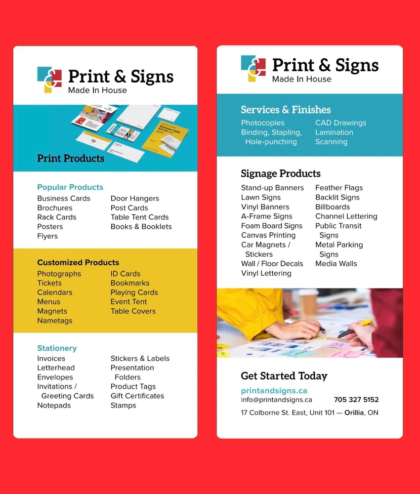 Custom printed matte display rack cards