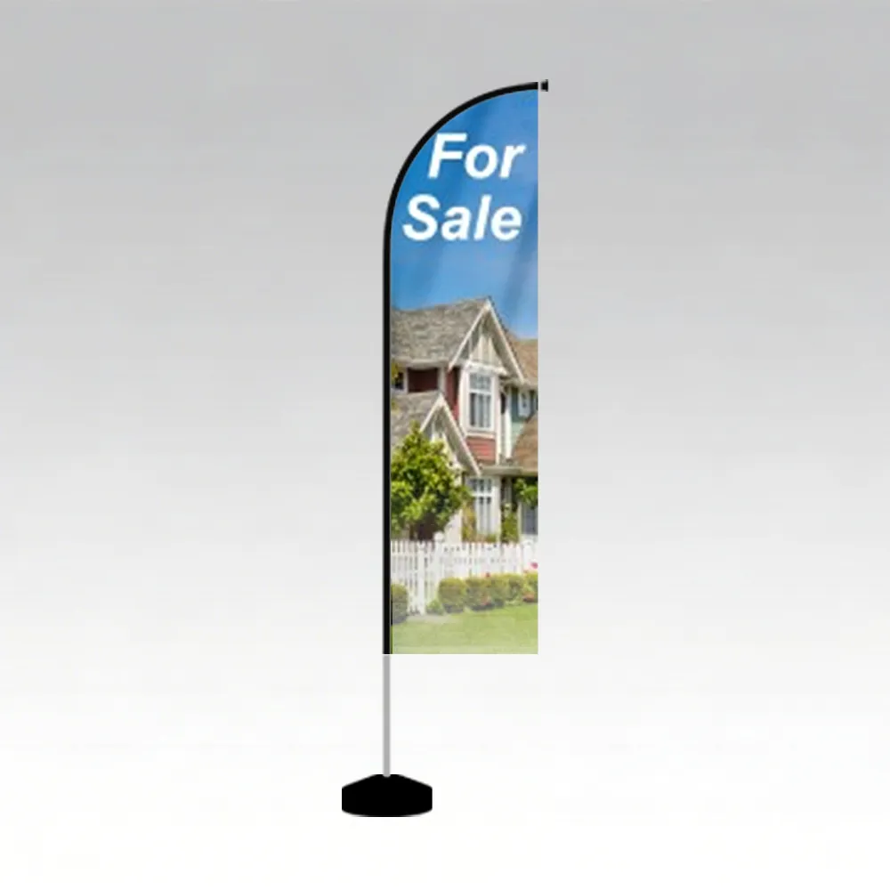 Custom outdoor advertising feather and teardrop flags
