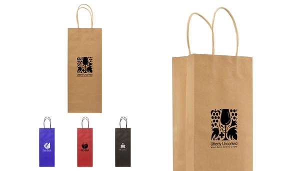 Kraft Paper Bag for Wine Bottles - 5.5"w x 13"h