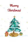 Design 022 - 4"x6" Christmas Tree Watercolour Front