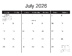 Canadian 2026 Calendar - Canadian Dates (December 2025 to December 2026)