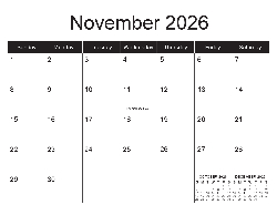 Canadian 2026 Calendar - Canadian Dates (December 2025 to December 2026)