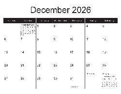 Canadian 2026 Calendar - Canadian Dates (December 2025 to December 2026)