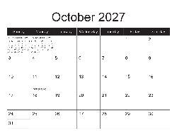 Canadian 2027 Calendar - Canadian Dates (December 2026 to December 2027)