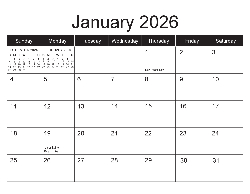 USA 2026 Calendar - USA Dates (December 2025 to December 2026)
