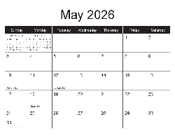 USA 2026 Calendar - USA Dates (December 2025 to December 2026)
