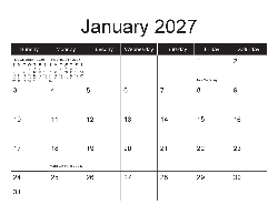 USA 2027 Calendar - USA Dates (December 2026 to December 2027)
