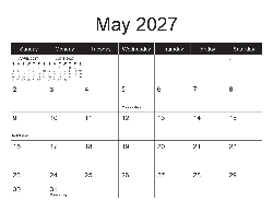 USA 2027 Calendar - USA Dates (December 2026 to December 2027)