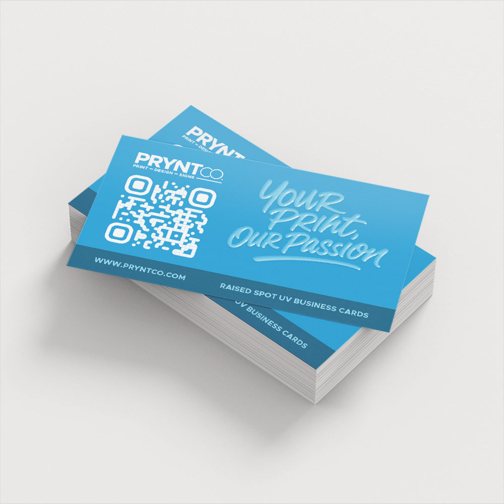 Business cards with glossy raised spot UV details