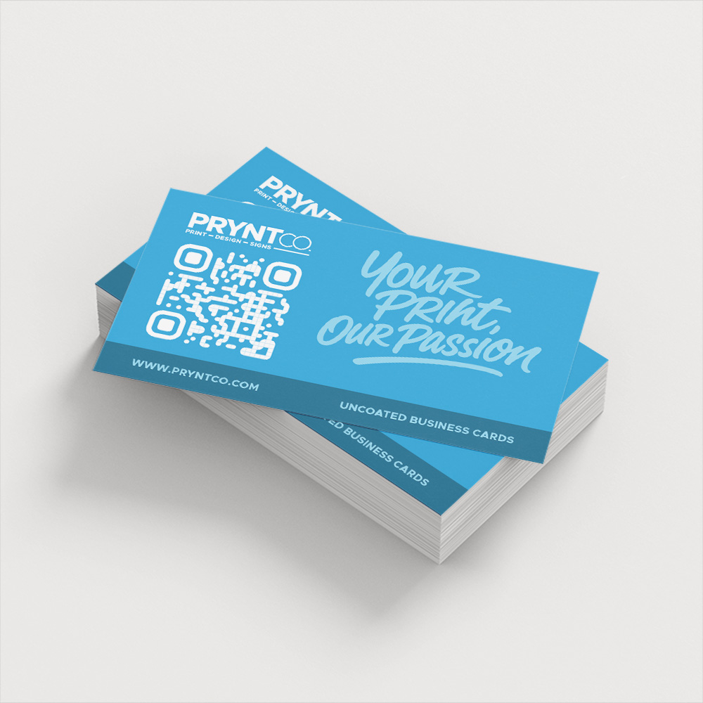Uncoated business cards displayed with a natural matte surface