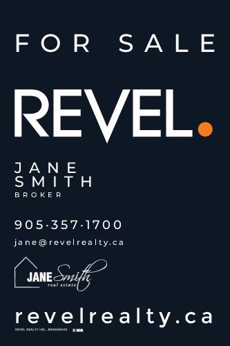 REVEL Realty For Sale Sign - 24x36 - Dark Blue with Agent Logo