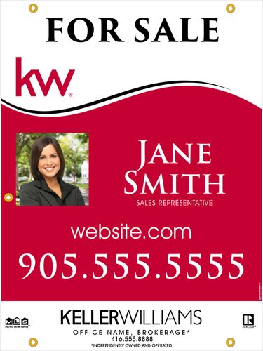 KW - For Sale Sign - Red Wave - 24x32 with Photo Left