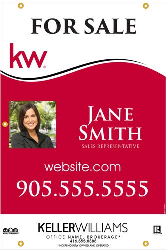 KW - For Sale Sign - Red Wave - 24x36 with Photo Left
